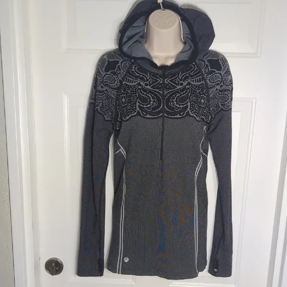 Athleta Black and Gray Hoodie Jacket Lg - Picture 2 of 10
